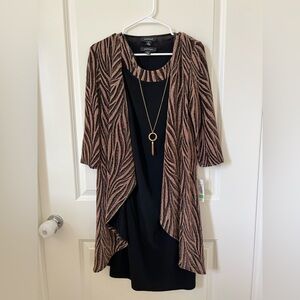 R&M Richards Black and Brown Long Sleeve Dress